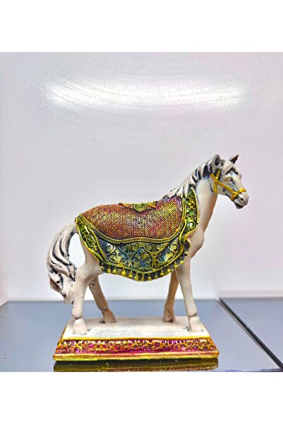 AYCEM Yaldız İşlemeli Semerli At Biblo Heykel Ev Ofis Dekor Vitrin Süsü