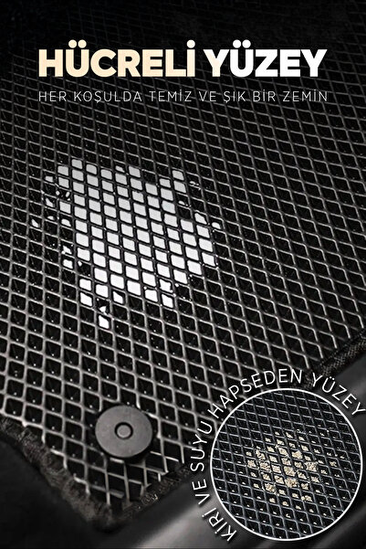 TORPEDO Renault Clio 5 2020 Sonrası Uyumlu Hücreli Premium Eva Paspas Seti Tam Set Paspas Takımı Siyah