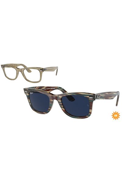 Ray-Ban Ray Ban Unisex Square Wayfarer Sunglasses- Rb 2140 - Lense Size:50mm - Photo Striped Grey