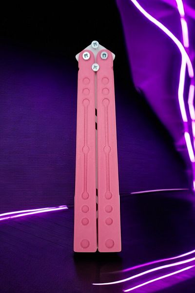 Vaiflagy Store Butterfly Training Practice Knife – Plastic Butterfly Knife (Pink and White)