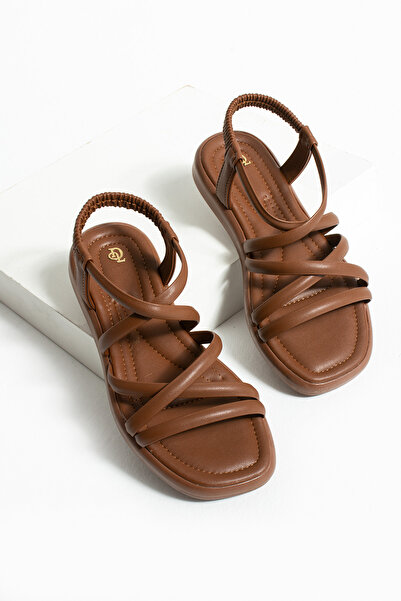 Neva'nın Butiği Sandale de damă cu talpă joasă turcoaz cu detaliu de țevi