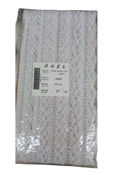 shop Lace Polyester Virtual Tulle Tape White 15 Meters Width 6 cm On-1661-B
