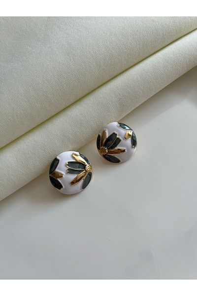 Nilsu Jewellery Accessory Flower Patterned Enamel Round Earrings