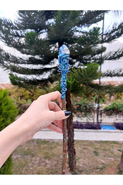 Herkimer Doğal Taş Lapis Lazuli & Blue Lotus Doğaltaş Spiritüel Enerji Değneğ...