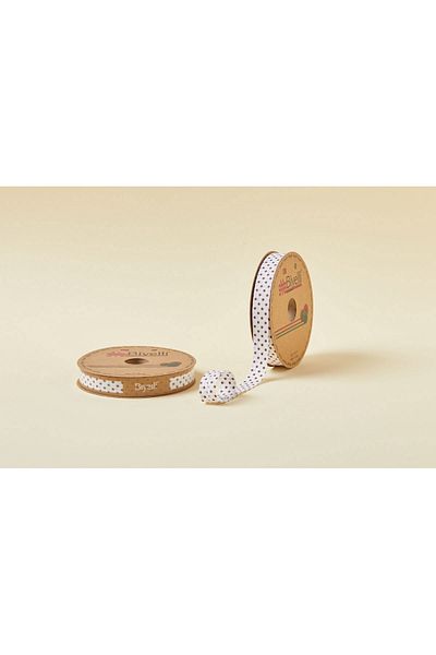 shop Bias Piping Polka Dot Ply B09 Brown 2 cm 25 Meters 65% Cotton 35% Polyester