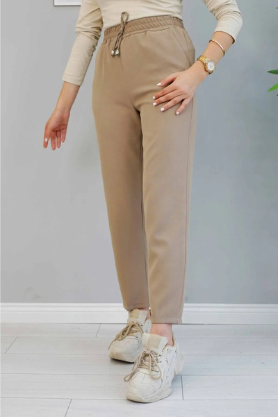 memetti m şekil Women's Plus Size Mink Carrot Leg Trousers