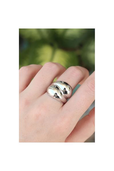 Skygo Brass Silver Color Adjustable Drop Ring - Tj-Byk3173