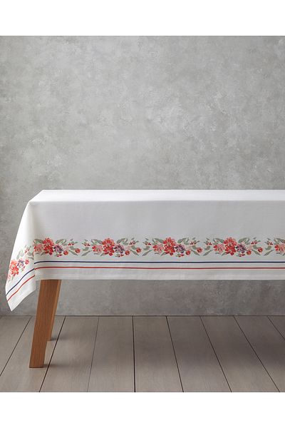 English Home Opalin Polyester Table Cloth 150X200 cm White - Red