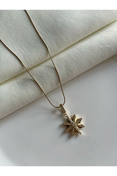 Nilsu Jewellery Accessory قلادة من الفولاذ بتصميم نجمة القطب من حجر الزركون