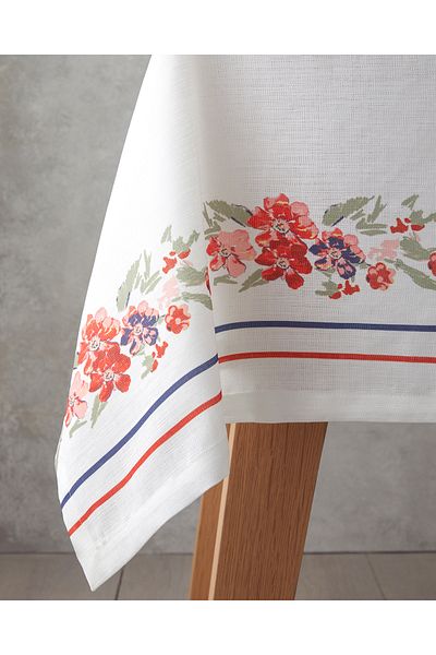 English Home Opalin Polyester Table Cloth 150X200 cm White - Red