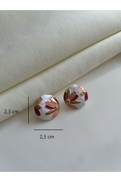 Nilsu Jewellery Accessory Flower Patterned Enamel Round Earrings