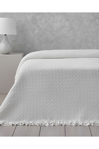English Home Noble Elegance Jacquard Frilly 200X220 cm Double Pike White