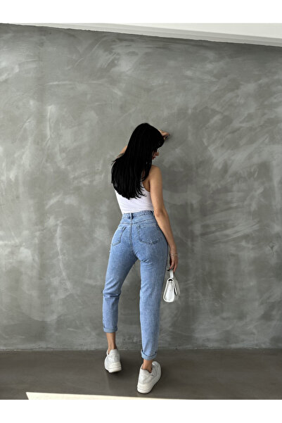 ADA MODA Blugi mom fit cu cu lanturi