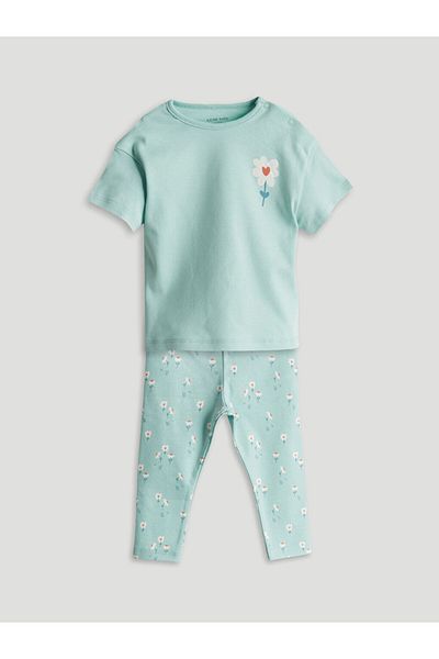 LC Waikiki Lcw Floral Baby Girl T-Shirt and Leggings 2Pcs Fast Fashion