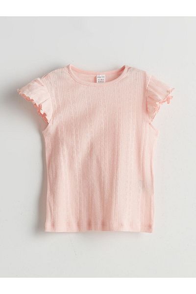 LC Waikiki Pink Crew Neck Baby Girl Shorts Pajama Set