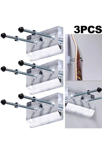 Shunmaii 3pcs 1-5pcs Skateboard Wall Mount Longboard Deck Hanger Display Stand Storage Holder Rack Indoor Flo