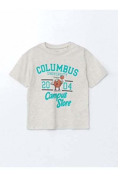 LC Waikiki Lcw Crew Neck Printed Boys T-Shirt and Shorts 2-Piece Set