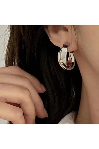 Choice أقراط دائرية معدنية ملتوية ذهبية اللون Aeh60328 S، أقراط دائرية هندسية...