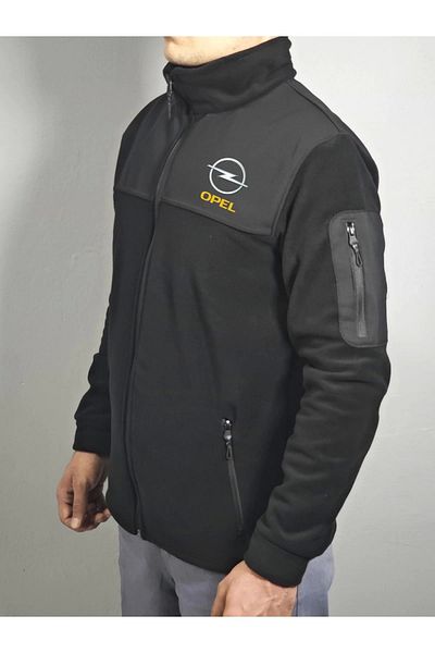 dafri Opel Logo Printed Zippered Fleece Jacket