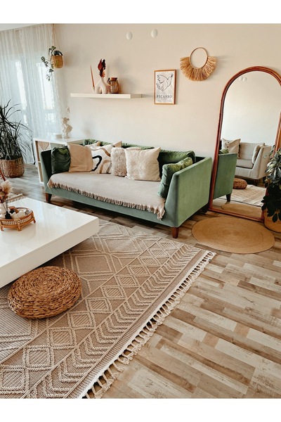 venucci home & living Joya Naturel Sisal Jüt Halı Modern Hasır Kilim Oturma O...