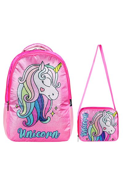 YOUOY Set de școală primară și cutie de prânz cu unicorn argintiu