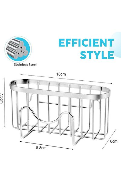 COOYA Sponge Holder, 3-in-1 Stainless Steel Sink Caddy, M-Shaped Hanging Sink Organizer Rack, Silver