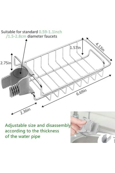COOYA Kitchen Sponge Rack, Stainless Steel, For Dishwashing Liquid Drainer Rack Bottle Brush Storage