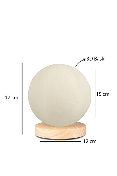 HOMİNG 3D Moon Patterned Homing Night Light Wooden Base 241941