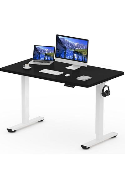Mahmayi FlexiSpot Electric Standing Desk 121x60 cm with Height-Adjustable Spacious Desk - Charcoal Black