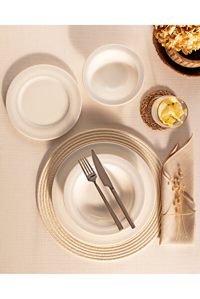 Madame Coco Lucinda 6 Kişilik 24 Parça Yemek Takımı - Gri/Beyaz