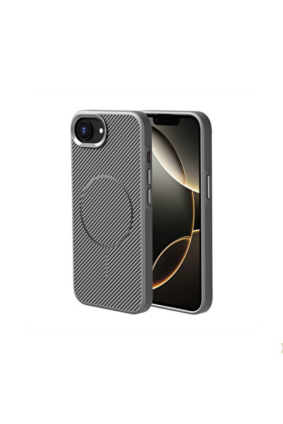 m.tk moveteck iPhone 16e Kılıf Magsafe Şarj Özellikli Aramid Kevlar Karbon Gö...