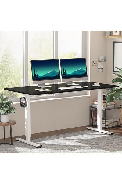 Mahmayi FlexiSpot Electric Standing Desk with Height Adjustable 141x60 cm - Charcoal Black
