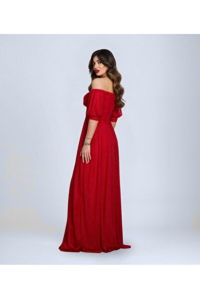 OTHERONE Beli ve Göğsü Pileli Simli Tül Abiye Elbise