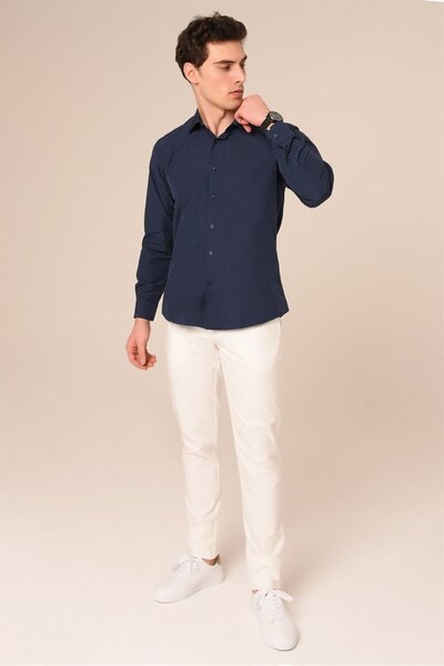 AGUSTİNİ Lacivert Slim Fit Gömlek | Agustini