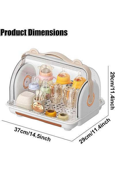 COOYA Baby Bottle Drying Rack Container, with Cover Drainer, Portable, for Home(Pink)