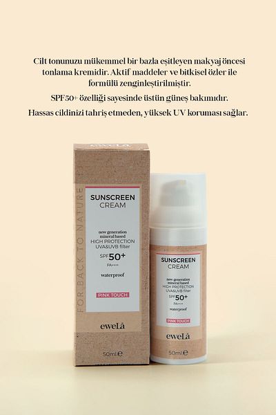 eweLa Spf50 Sunscreen Skin Care Cream - Pink Tone up - 50ml