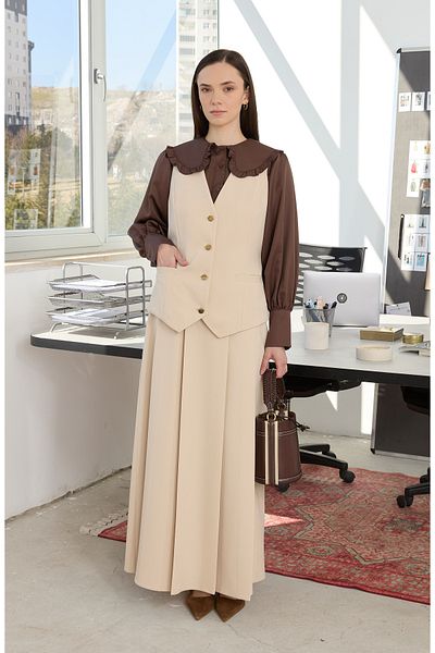 Fatma Atasoy Double Stone Double Pleat Skirt