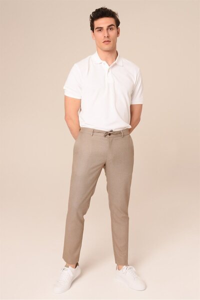 AGUSTİNİ Agustini Beige Slim Fit Men's Jogger Pants