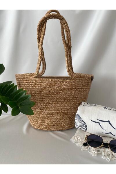 Fashion'Ss BuMu Bag &Tress İp Kadın Omuz Çantası, Günlük Bohem Jüt Bambu Halat, Hediyelik, Hasır Çanta