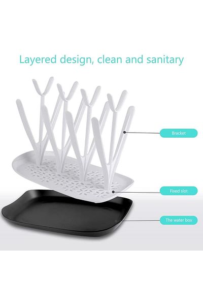 COOYA Baby Bottle Drying Rack, Removable Water Tray Ideal, Teats, Toddler Sippy Cups, Infant Dishes