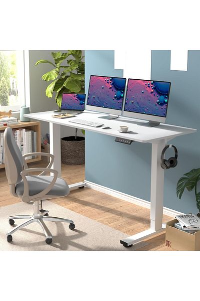 Mahmayi FlexiSpot Modern Adjustable Standing Desk Ergonomic 150x60 cm - White