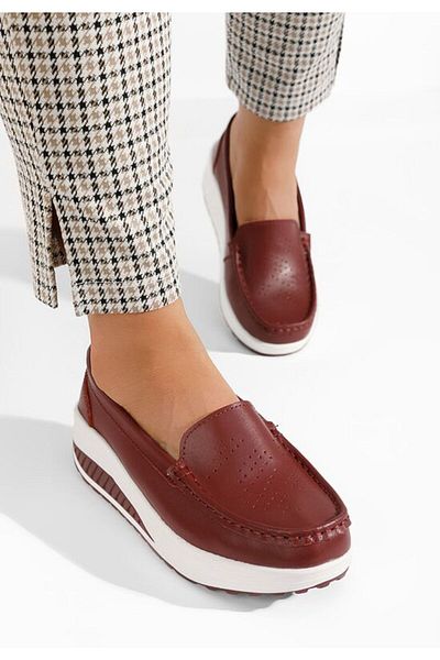 B T Shoes Mocasini piele naturala Yustina grena