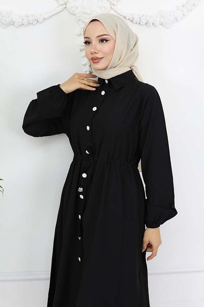 benguen Side Slit Detailed Tunic Trousers Set Black 4770