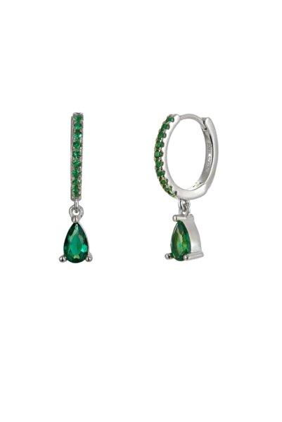 Bylin أقراط دائرية مطرزة بالزركون مع حلية متدلية - زوج واحد