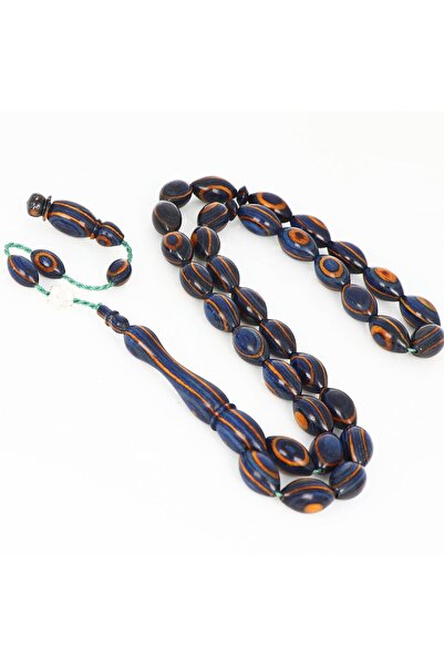 İnan Tesbih مسبحة شرابة مع نظام باللون الأزرق الداكن مصنوعة من خشب الكافور