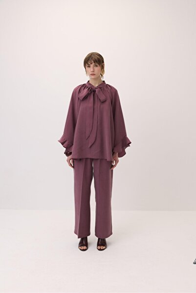 Zeyyen DÖKÜMLÜ PALAZZO PANTOLON VİŞNE ÇÜRÜĞÜ