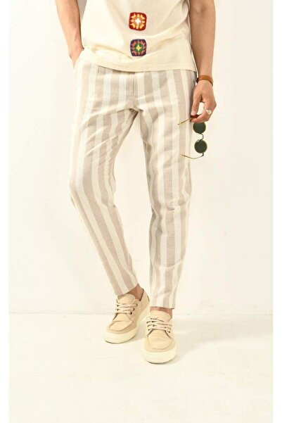 DAVID&GERENZO Ριγέ λινό παντελόνι Bohemian