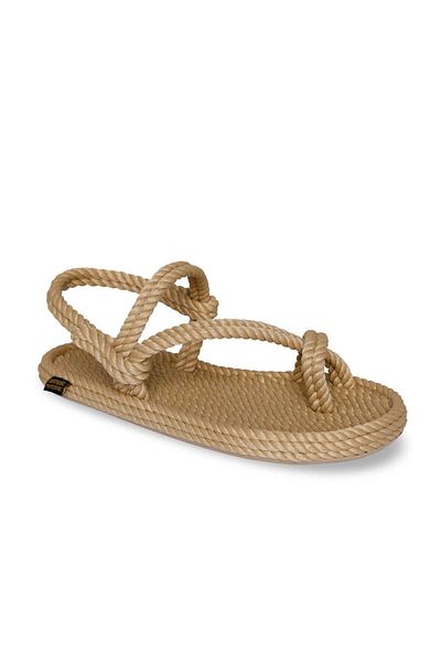 Nomadic Republic Sandale de frânghie de damă bej, talpă din cauciuc cu design hawaian