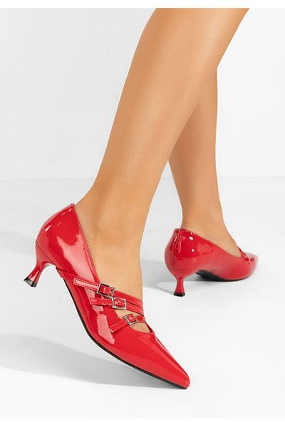 B T Shoes Marcella red thin heel shoes