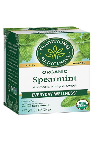 TRADITIONAL MEDICINALS Organic Spearmint Everyday Wellness, Caffeine Free, 16...